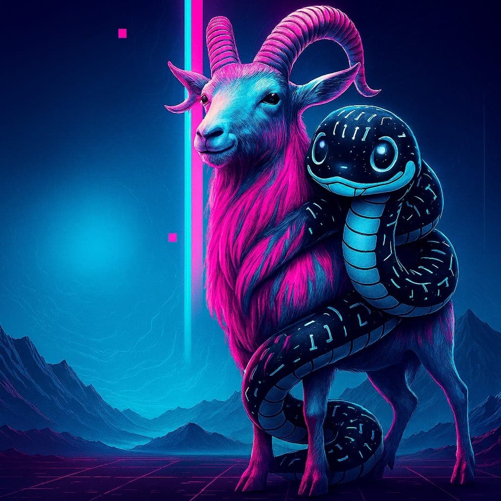 Cyberpunk goat and snake